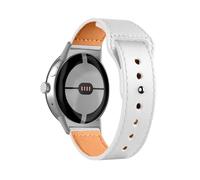 ENFYUSTR Correa de cuero genuina apta for Google Pixel Watch 3, accesorios de pulsera de repuesto for reloj, Correa de reloj(White,Silver connectors)