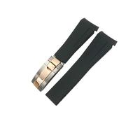 ENFYUSTR Correa de reloj de goma de 20mm, 21mm, 22mm, apta for Rolex Submariner GMT Master Daytona, correa de silicona negra de 18mm y 19mm(Black silver rose,19mm)