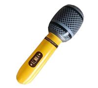 Engaña el juego con micrófono: instrumento vocal inflable, juguete de concierto musical | Coloridos niños inflables jugando cantando, micrófono falso hacen una atmósfera de decoración de fiesta ligera