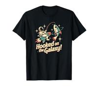 Enganchado en la galaxia retro astronauta espacial pesca atómica Camiseta