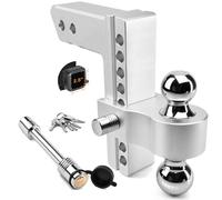 Enganche de Remolque Ajustable - Tlvuvmo Enganche de caída de Aluminio (se Adapta al Receptor de 2.5 Pulgadas), caída y elevación de 8 Pulgadas, Enganche de camión GTW Resistente de 18 Libras, Bolas