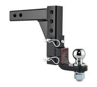 Enganche de Remolque Desmontable Tri-Ball - Soporte de Bola Enganche Remolque Ajustable, Receptor 2 Pulgadas, caída elevación 5, Negro Mate(Style 3)