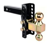 Enganche de Remolque Desmontable Tri-Ball - Soporte de Bola Enganche Remolque Ajustable, Receptor 2 Pulgadas, caída elevación 5, Negro Mate(Style 2)