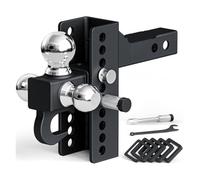 Enganche de Remolque, Enganche de Remolque Ajustable con Montaje de Tres Bolas y Gancho de Remolque, Compatible con Receptor de 2 Pulgadas, elevación/caída de 4,5 Pulgadas