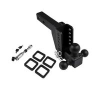 Enganche de Remolque, Enganche de Remolque Ajustable de 2" con elevación/caída de 6" y Montaje de Bola Triple, 18500 LB, Color Negro