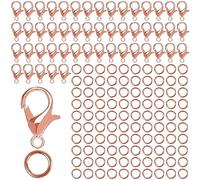 Enganches para pulseras,50pcs Cierres de Mosquetón+100pcs Anillos Abiertas de Salto,Cierres para pulseras,Cierre pulsera Collares,Cierres de Langosta,para DIY Fabricación Joyería(Oro rosa)