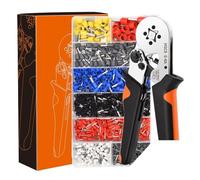 engastadora, Kit de crimpadora terminales tubulares HSC8 6-4, 0,08-16 mm²/0,25-10 mm², 23-7 AWG, alicates crimpado eléctrico, juegos abrazaderas, puntas cable, herramientas manuales