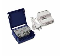 Engel AM6212K5 Kit Amplificador de Mástil 2 Entradas UHF VHF 40dB 25dB con Fuente de Alimentación 24V Filtro LTE 5G Alta ganancia Resistente para instalación exterior