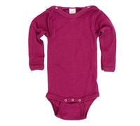 Engel Axil - Baby de body woll body manga larga con botones en los hombros - lana seda orquídea 110