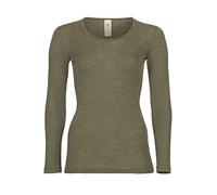 Engel Camiseta interior de manga larga para mujer, lana virgen de seda clásica, verde oliva, 38/40 EU