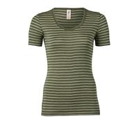 Engel Natural, camiseta de manga corta para mujer, 70% lana (kbT) y 30% seda., Oliva/Natural, 36-38