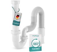 Engelbach® Sifón cocina fregadero flexible - Sin conexión para electrodomésticos - Tubo desagüe ajustable - Made in Germany
