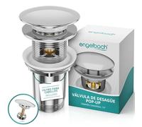 Engelbach® Válvula Universal desagüe Lavabo con rebosadero - Click Clack con 4 Juntas - Apta para lavabos estándar - Manual de instalación - Cromado