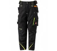 Engelbert Strauss Unisex - Pantalones de cintura para niños e.s.Motion 2020, Negro/Amarillo Advertencia/Warnorange, 146-152