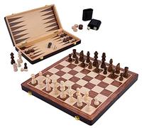 Engelhart - 150208 -Juego de Ajedrez/Backgammon de Madera Reversible - Bandeja Plegable - Piezas Incluidas (38,5 cm)