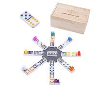 Engelhart - 250170 - Dominó Tren Mexicano D12 - Caja Madera - 91 Fichas Colores 9 mm + 8 Locomotoras Colores - 2 a 8 Jugadores