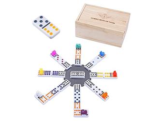 Engelhart - 250170 - Dominó Tren Mexicano D12 - Caja Madera - 91 Fichas Colores 9 mm + 8 Locomotoras Colores - 2 a 8 Jugadores