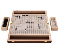 Engelhart-250415 - Juego de Go Plegable - Tablero Compacto 36,5 × 23 × 5 cm - 361 Piezas de Plástico 13 mm - Bolsa de Fieltro - Juego Tradicional Japonés