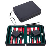 Engelhart - 250502 - Backgammon Compacto de 9 Pulgadas con Funda Verde, Roja y Blanca - Fácil de Transportar - Cierre Cremallera
