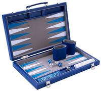 Engelhart 250521 - Backgammon de Lujo 38 cm - Piel sintética Exterior, Interior con incrustación Especial de Fieltro - Dados y fichas nacaradas - 2 Vasos - Profesional y recreativo