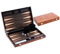 Engelhart - 250540 - Juego de Backgammon de Lujo 15” con Chapa de Palo de Rosa barnizada, Cierre metálico, Dados y fichas nacaradas, Vasos de Madera, 2 Jugadores, Reglas Incluidas, Desde 6 años