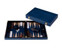 Engelhart-250554 - Backgammon de Madera 15 Pulgadas (38 cm) Maletín Lujo Nogal - Abierto 48 × 38 cm - Marrón/Blanco - Dados y Cubiletes - Juego de Mesa Clásico