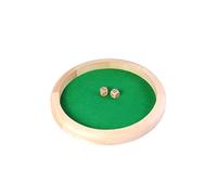 Engelhart - 300806 - Bandeja para Dados de Madera de Caucho con Fieltro Verde incrustado - 29 cm de diámetro - Incluye 2 Dados de Madera (18 mm)