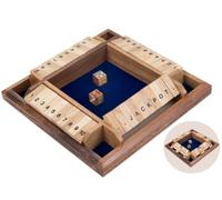 Engelhart - 350122 - Cierra la Caja - Juego de Dados para 4 Jugadores - Juego Familiar de Madera ecológica - Desde 6 años