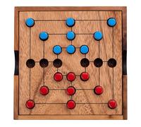 Engelhart - 350270 - Marelle de madera - Juego de molino - Nine Men Morris - Estuche ecológico - Ideal para viajes - 13,8 x 13,8 x 3 cm - 2 jugadores