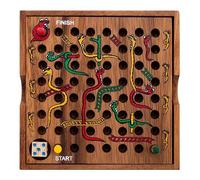 Engelhart - 350280 - Juego de la Serpiente y la Escalera en una Caja de Madera - Juego de Viaje a Partir de 4 años - de 2 a 4 Jugadores 13,5 x 13,5 x 3,5 cm