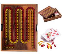 Engelhart - 350290 - Cribbage de Madera en una Caja con Cartas - Juego de Mesa para 2 o más Jugadores a Partir de 8 años - 16,7 x 22,2 x 4,3 cm