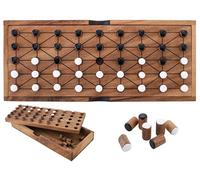 Engelhart - 350510 - Juego de Fanorona de Madera Resistente - Juego de Mesa Estratégico para 2 Jugadores con Caja de Almacenaje y Reglas Multilingües - A Partir de 6 años