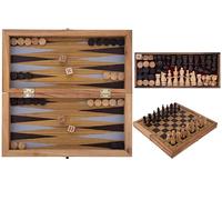 Engelhart - 350522 - Juego de Ajedrez y Backgammon de Madera 2 en 1 con Notación 35 cm - Tablero Plegable - Incluye Piezas y Reglas - A Partir de 6 años