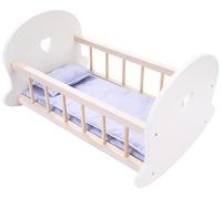 Engelhart - 606012 - Cuna Mecedora para Muñecas Gris/Blanco - Cuna de Madera para muñecas - Dimensiones: 50 x 36 x 28 cm - a Partir de 3 años