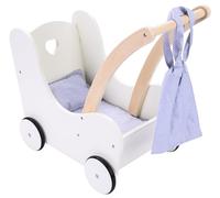 Engelhart - 606014 - Cochecito de Madera Elegante para Muñecas - Gris y Blanco - Dimensiones: 50 x 28 x 46 cm - a Partir de 3 años