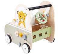 Engelhart - 640055 - Trotador de madera - Juguete en forma de coche para empujar con múltiples actividades - Motricidad y estimulación - A partir de 12 meses