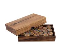 Engelhart Dominó Hexagonal Doble 6 Juego de Madera de Acacia - 28 Fichas con Caja de Madera - Juego de Estrategia Familiar - Desde 6 Años - 21,9 x 13 x 4,8 cm - Reglas Incluidas 350372