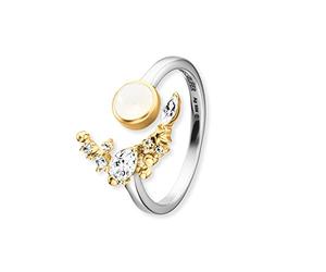 Engelsrufer Anillo de mujer de plata de ley 925 con piedra lunar y circonia, tamaño ajustable, ERR-LILMOON-MO-BIG, talla única, plata esterlina, Circonita cúbica.