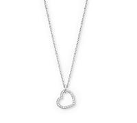Engelsrufer Cadena de plata de ley 925 con forma de corazón brillante para mujer, con circonitas, cierre de mosquetón, longitud: 40 + 4 cm, 44 cm, Plata esterlina, Circonia cúbica