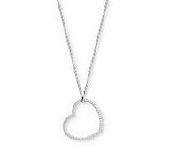 Engelsrufer Cadena de plata de ley 925 con forma de corazón, para mujer, con circonitas, cierre de mosquetón, longitud: 42 + 4 cm, 50 cm, Plata esterlina, Circonia cúbica