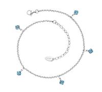 Engelsrufer Cadena tobillera "Shiny Ocean" para mujer, acero inoxidable y plata, circonitas azules, 22 + 5 cm ajustable, elegante tobillera de verano