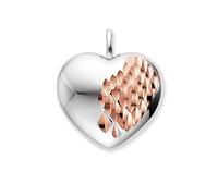 Engelsrufer Colgante de corazón para mujer de plata de ley en bicolor plata y oro rosa, colgante para abrir, grabable, sin níquel, 20 x 18,8 mm, Plata, No es una piedra preciosa