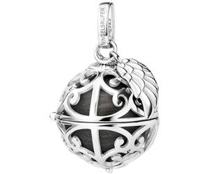 Engelsrufer Colgante para mujer con alas de plata de ley con bola de sonido intercambiable S en color nácar gris, colgante para abrir, tamaño: 19,5 cm, ER-23-27-S, S, Plata esterlina, No es una piedra