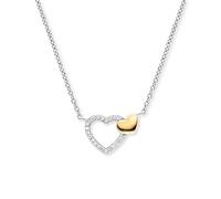 Engelsrufer Collar bicolor de fe, amor y esperanza para mujer, de plata de ley 925, circonitas, cierre de mosquetón, longitud: 40 + 4 cm, 44 cm, Plata esterlina, Circonia cúbica