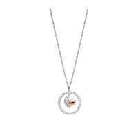 Engelsrufer Collar con alas de corazón bicolor para mujer, de plata de ley 925, circonitas, cierre de mosquetón, longitud: 42 + 4 cm, 50 cm, Plata esterlina, Circonia cúbica