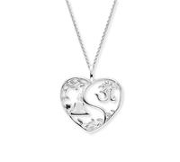 Engelsrufer Collar con corazón de Buda y Om de plata de ley 925 para mujer, circonitas, cierre de mosquetón, longitud: 42 + 4 cm, 50 cm, Plata esterlina, Circonia cúbica
