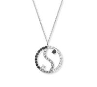 Engelsrufer Collar con corazón Yin Yang de plata de ley 925 para mujer, con circonitas, cierre de mosquetón, longitud: 40 + 4 cm, 44 cm, Plata esterlina, Circonia cúbica