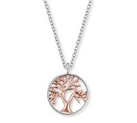 Engelsrufer - Collar de plata para mujer con colgante del árbol de la vida en oro rosa, cadena bicolor con colgante del árbol de la vida, delicada cadena para mujer de plata de ley 925