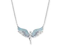 Engelsrufer Collar para mujer de plata de ley con ángel en plata y circonitas azules, cierre de mosquetón, sin níquel, tamaño: 40 + 4 cm, ERN-FLYANGEL-ZIBL, 50cm, Plata esterlina, Circonia cúbica