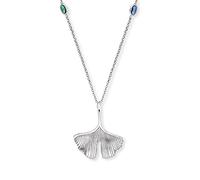 Engelsrufer Collar para mujer de plata de ley con colgantes de ginkgo y libélulas, engastado con 4 circonitas de colores, cierre de mosquetón, sin níquel, 45 cm, Plata esterlina, No es una piedra